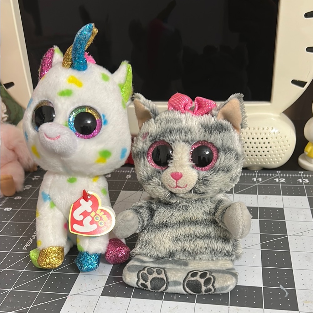Beanie boos Unicorn and Grey Cat